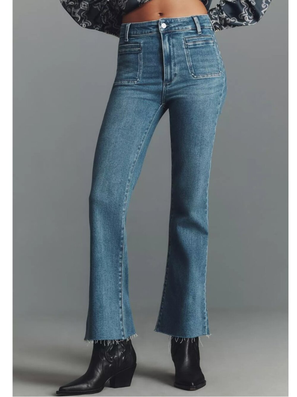PAIGE Marlow Skimmer High-Rise Flare Jeans Medium Denim 27 P